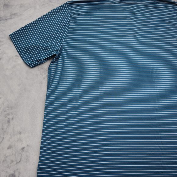 Nike Golf Polo Shirt Mens XL Blue Striped Stretch Lightweight Hike Fish - Picture 15 of 16